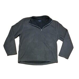 Brooks Brothers 346 Logo 1/4 Zip Mens XL Black Long Sleeve Fleece Pullover Soft